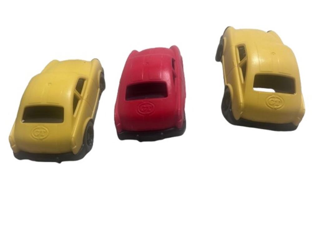 Set of 3 Vintage Style Recycled Green Toys Mini Fastback Cars - Red & Yellow